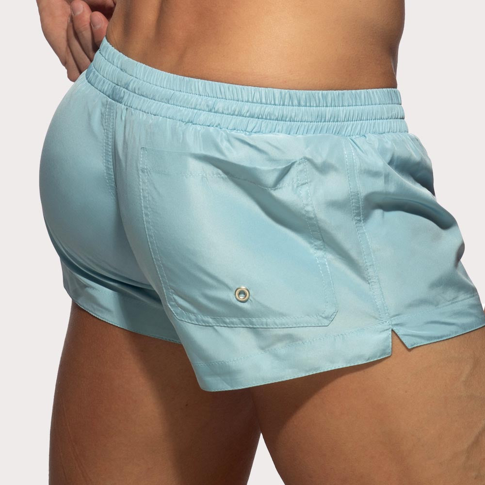 Addicted Basic Swim Short - knappe Slim-Fit Badeshorts für Männer in hellblau, back