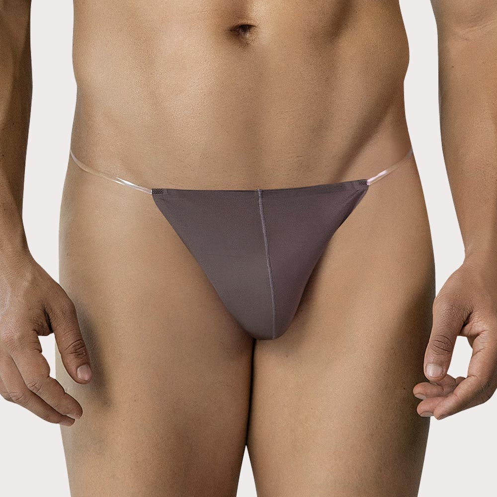 CUT4MEN Seamless Thong – nahtloser String-Tanga für Männer aus elastischer Mikrofaser für ein leichtes Tragegefühl in braun, front