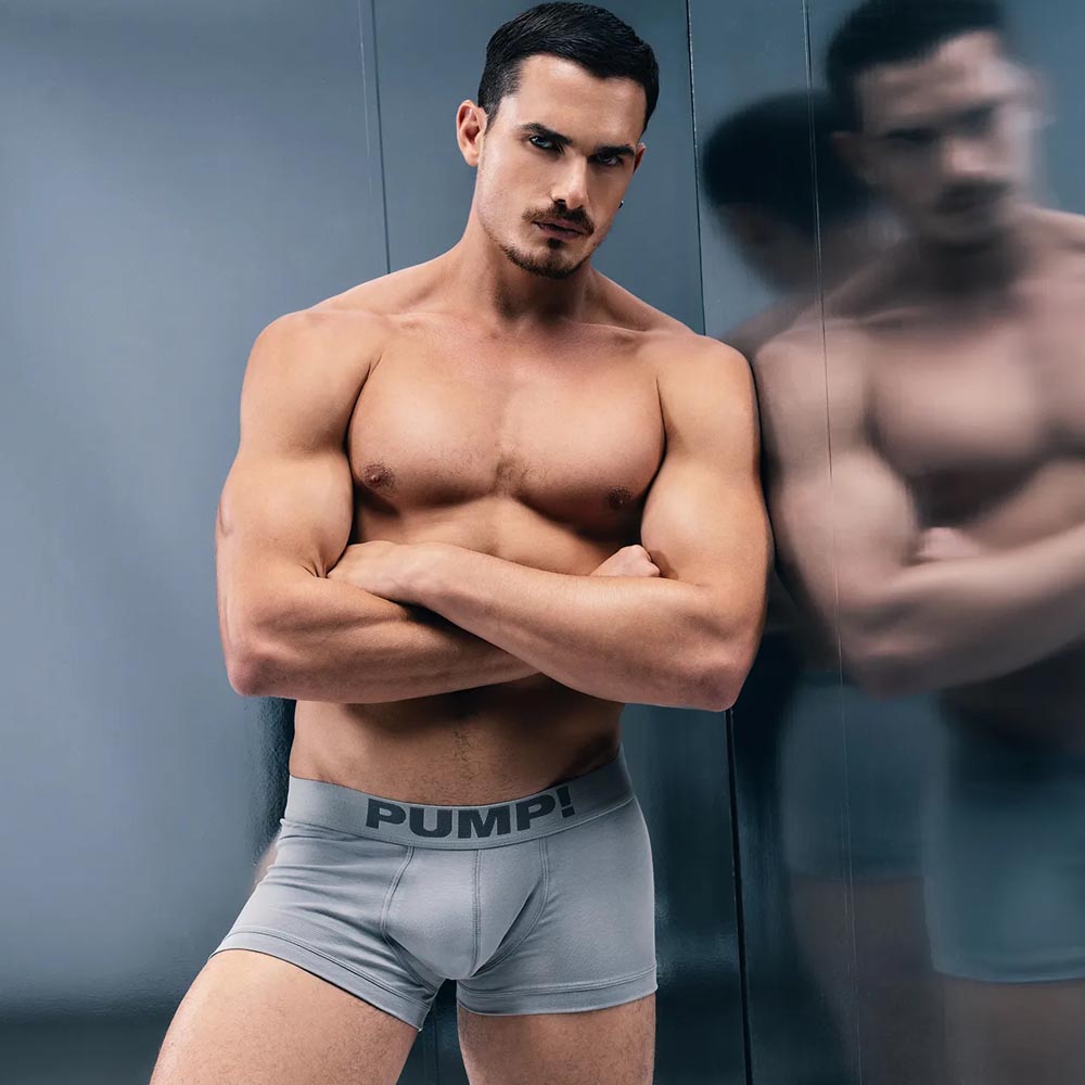 Pump! Underwear Gray Classic Boxer - sportliche Boxershorts in edlem Grauton mit breitem Bund und softem Tragekomfort, lifestyle