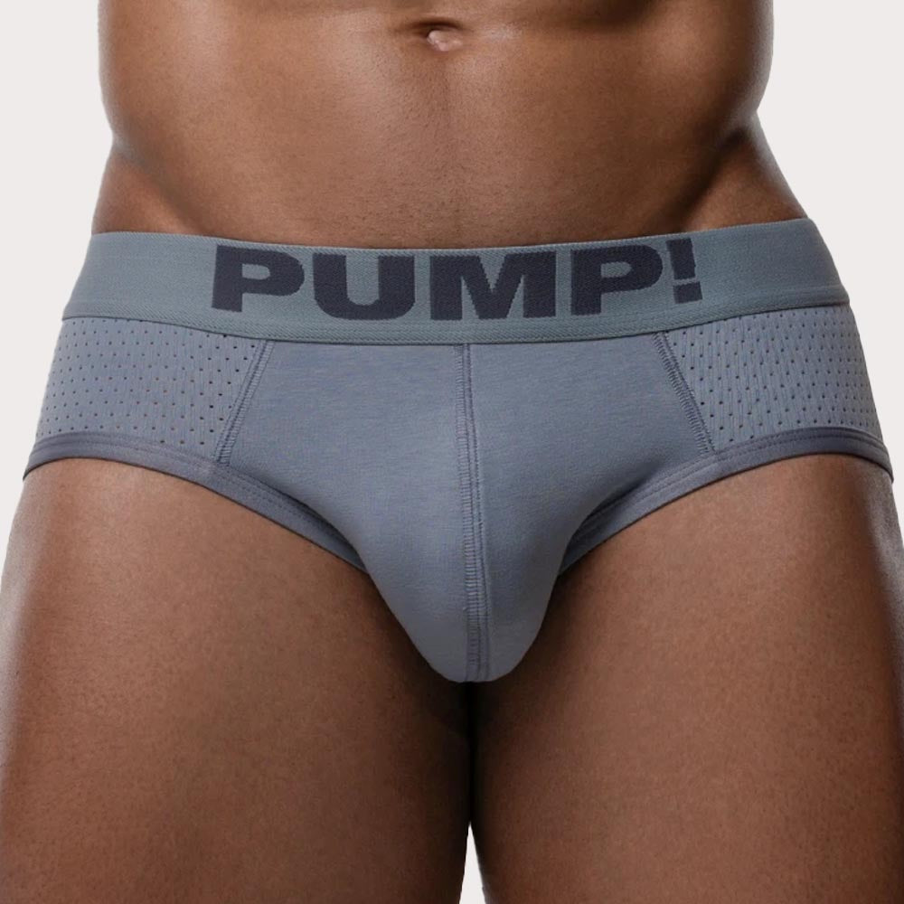 Pump! Underwear Gray Classic Brief - Herren Slip mit Mesh Details in grau