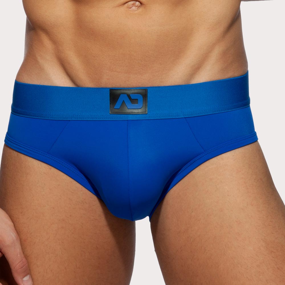 Sexy Jockstrap 'Bottomless Fetish Brief' von Addicted Underwear in blau, Frontansicht