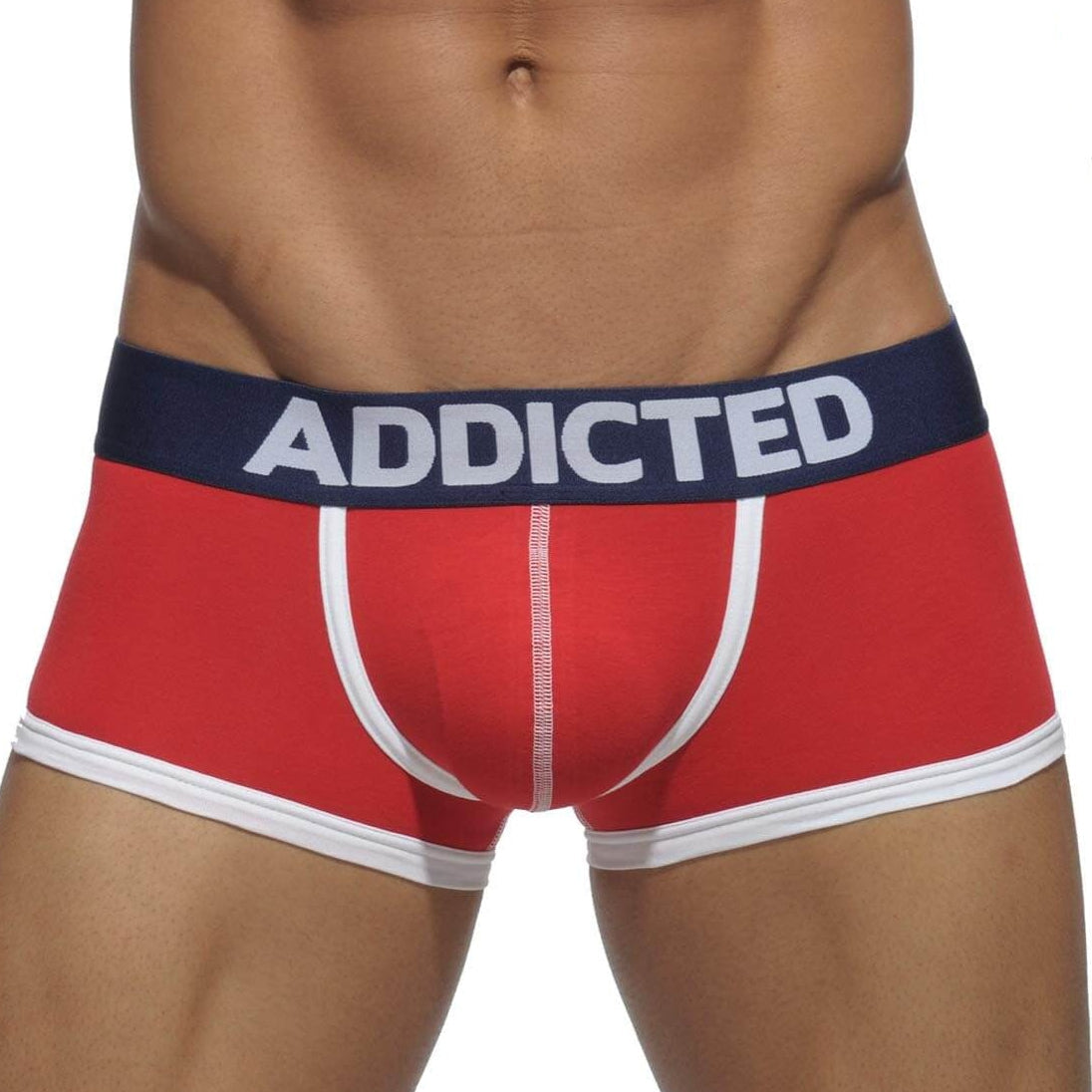 rote Basic Boxershorts von Addicted Underwear mit blauem Bund