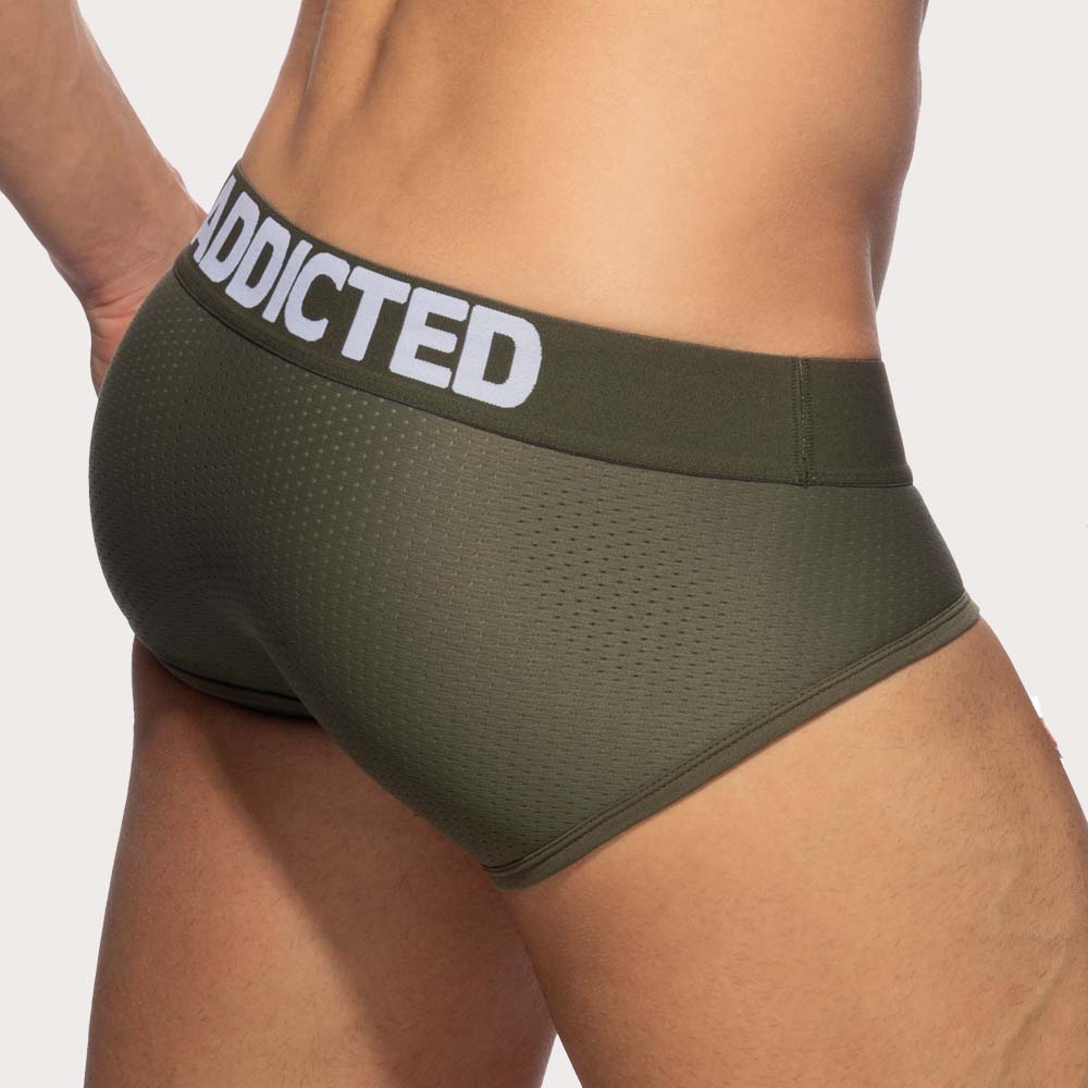 Mesh Slip mit Push-Up Funktion von Addicted Underwear in khaki, Rückansicht