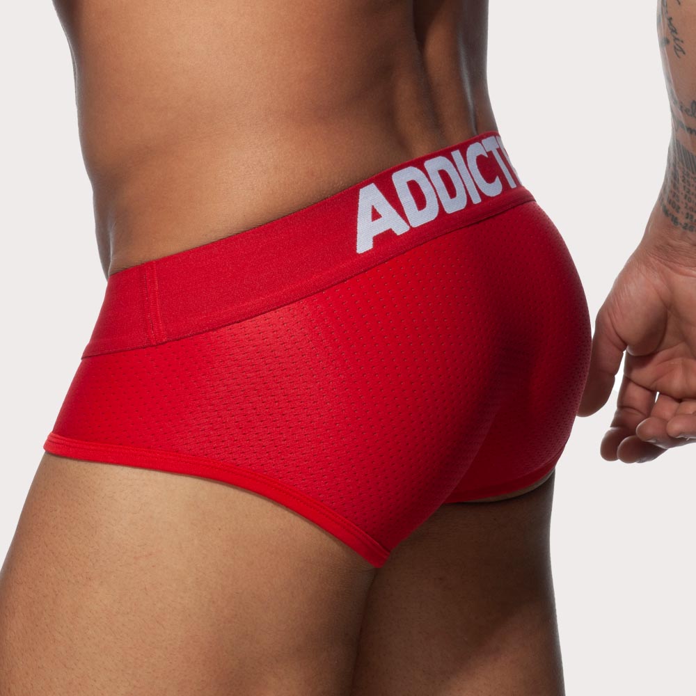 Roter Mesh Slip mit Push-Up Funktion von Addicted Underwear, Rückansicht