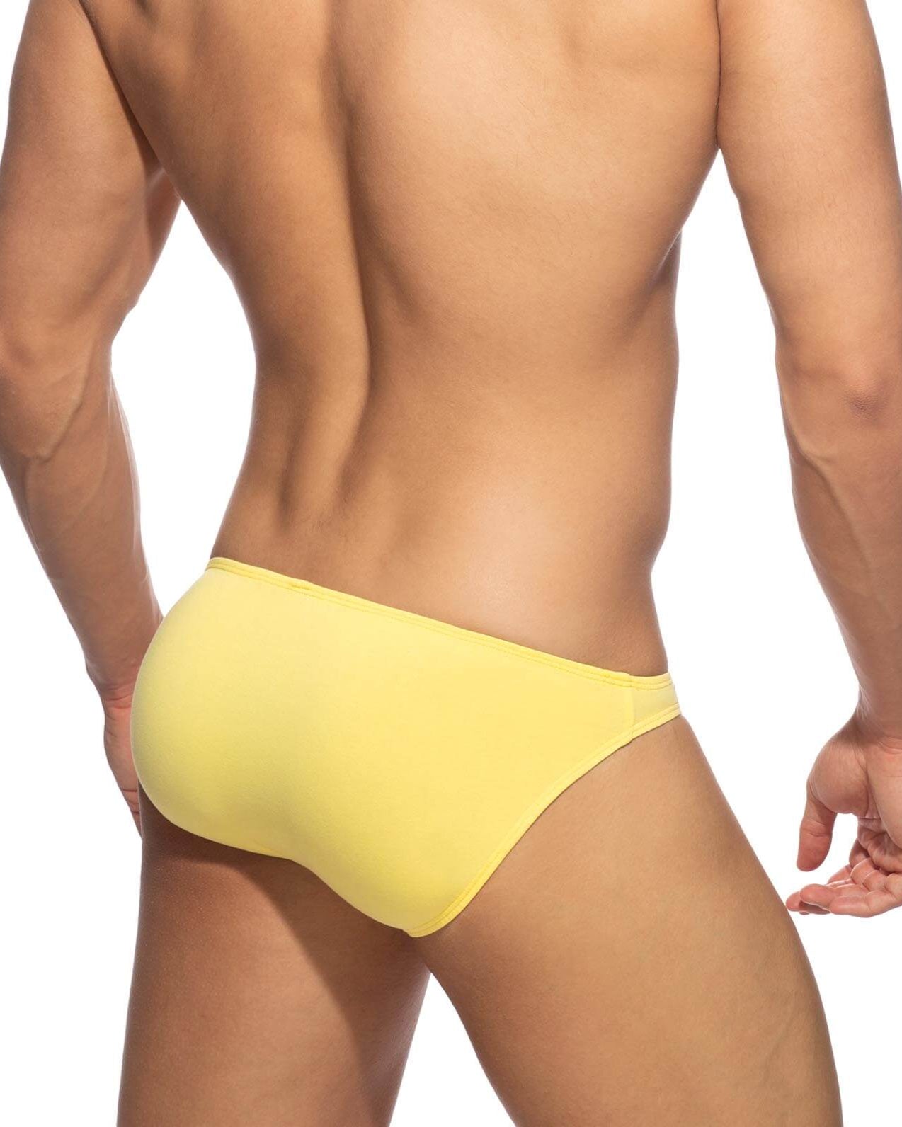knapp geschnittener Mini Slip 'COTTON BIKINI BRIEF' von Addicted Underwear in gelb, Rückansicht