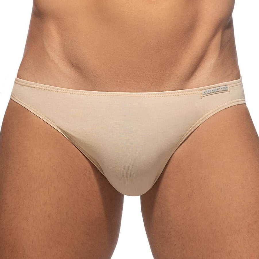 knapp geschnittener Mini Slip 'COTTON BIKINI BRIEF' von Addicted Underwear in beige, Frontansicht