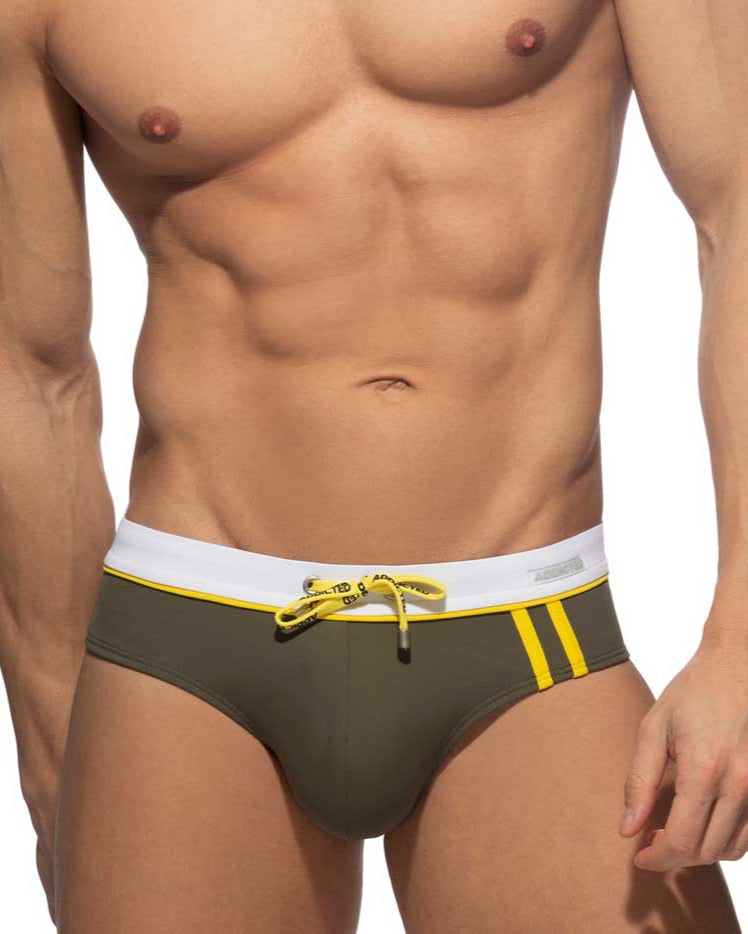 Addicted Badeslip 'Detail Binding Swim Brief' in khaki mit Push-Up Einlage