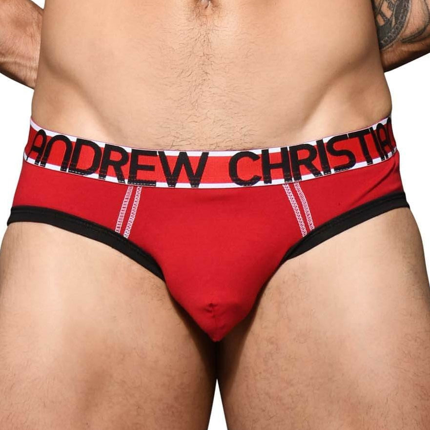 roter Herren Slip von Andrew Christian Underwear mit Almost Naked