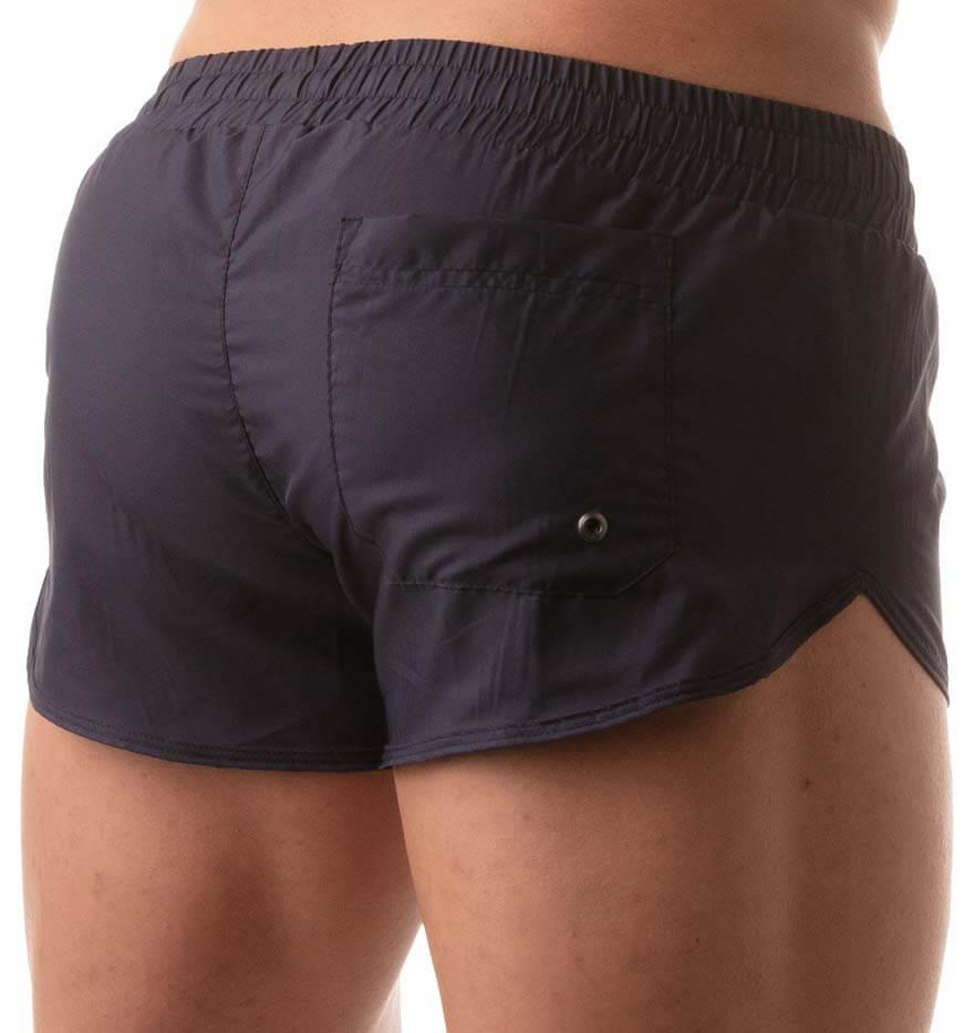 knapp geschittene Männer Badeshorts von TOF Paris in navy-blau, Rückansicht